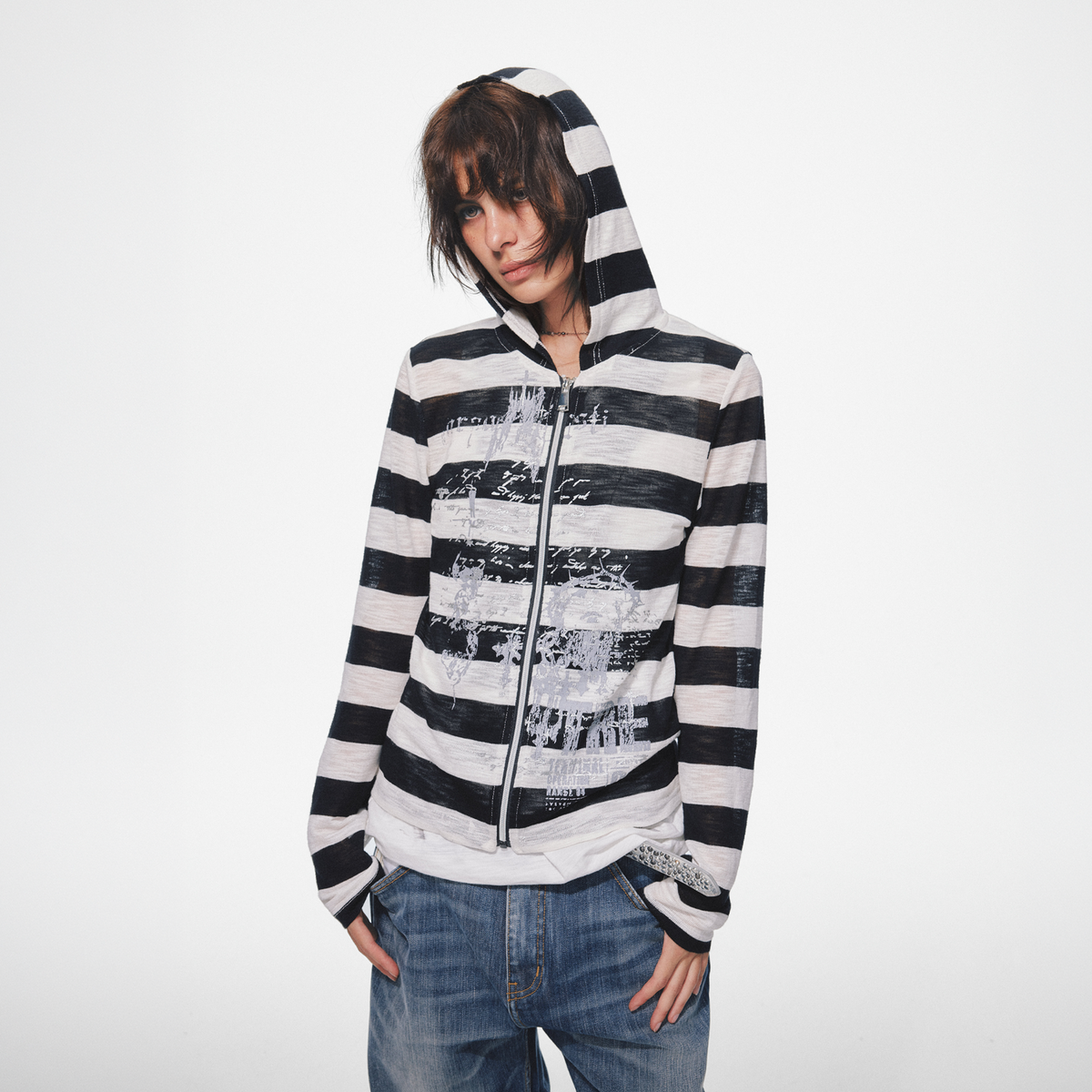 TRECLUB Retro Striped Foil Long-Sleeve Jacket