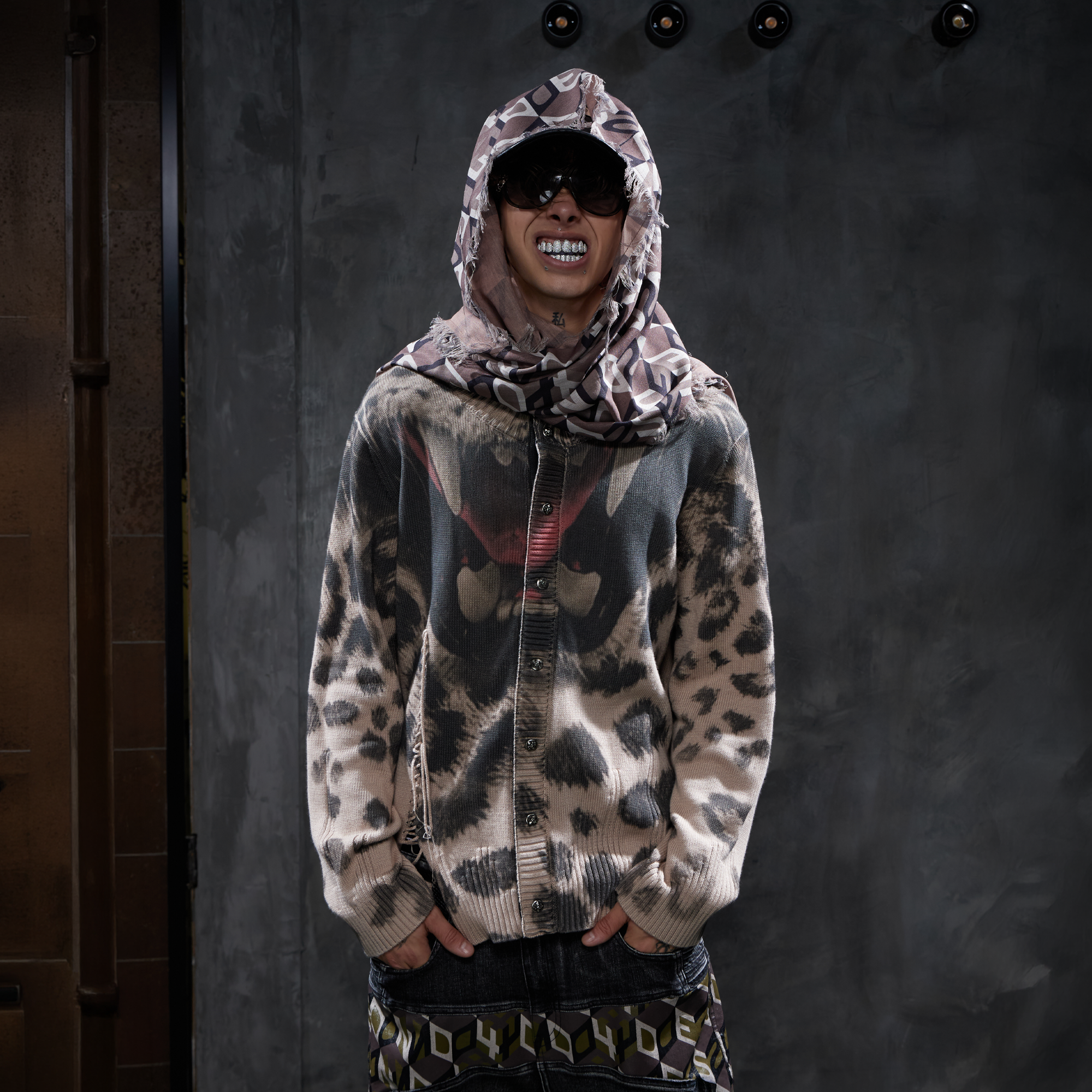 レトクマパーカー DND4DES Leopard Full-Print Oversized Cardigan
