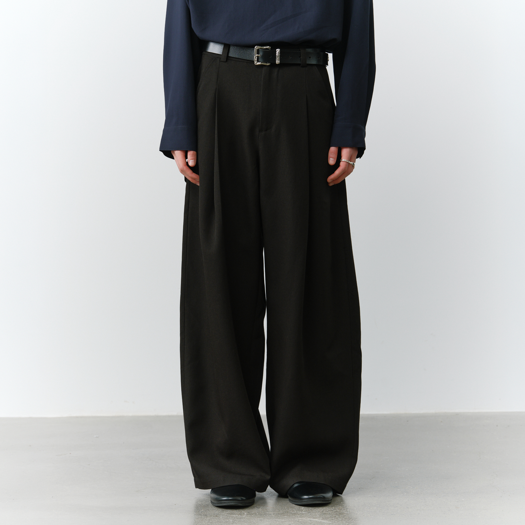 GRAINMUSTARD Minimal Draped Wide-Leg Trousers, premium urban and streetwear designers apparel on PROJECTISR.com, GRAINMUSTARD
