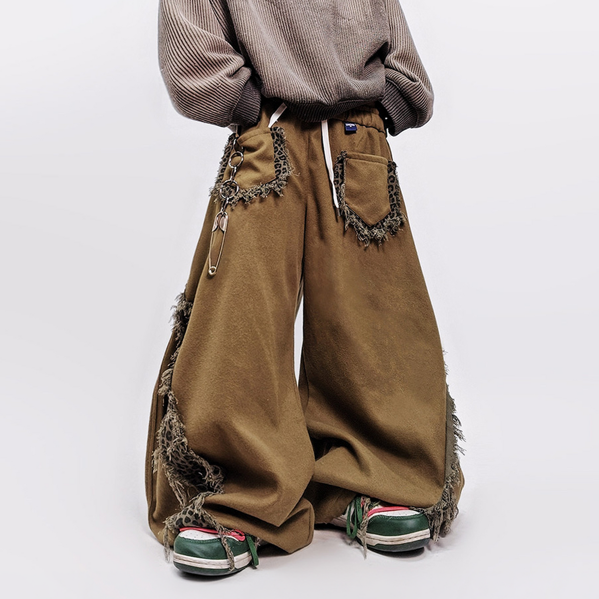 UUCSCC Leopard Spliced Wide-Leg Pants