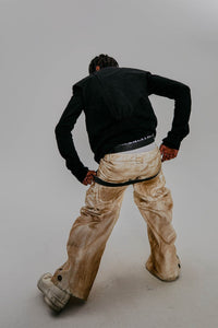 FLYERRER Rusted Double-Waist Multi-Pocket Curved-Leg Cargo