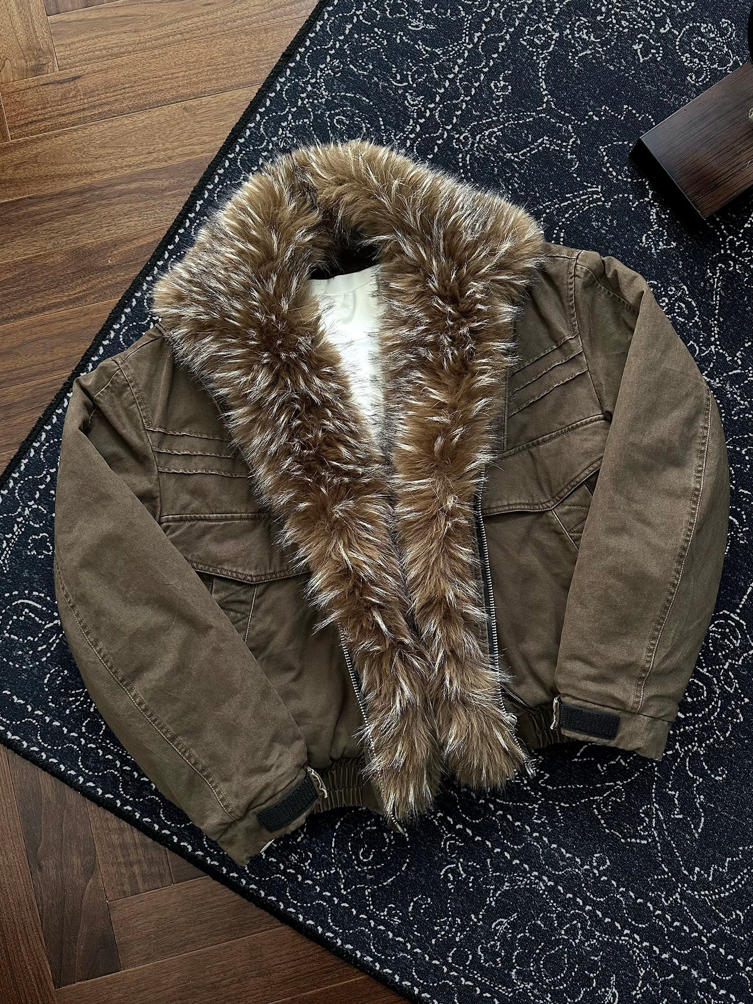 CATSSTAC Detachable Faux Fur Scarf Panel Jacket, premium urban and streetwear designers apparel on PROJECTISR.com, CATSSTAC