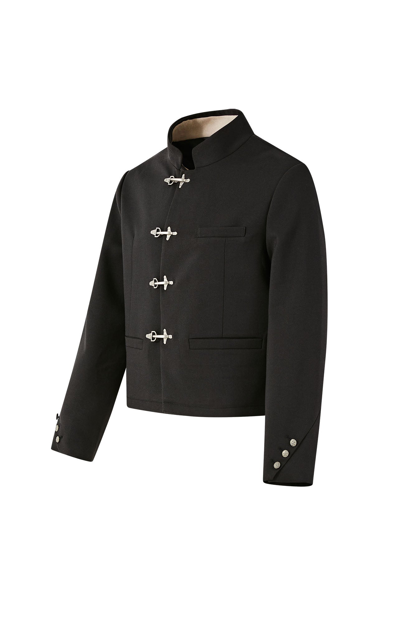 PASET Frog Buckle Stand Collar Jacket