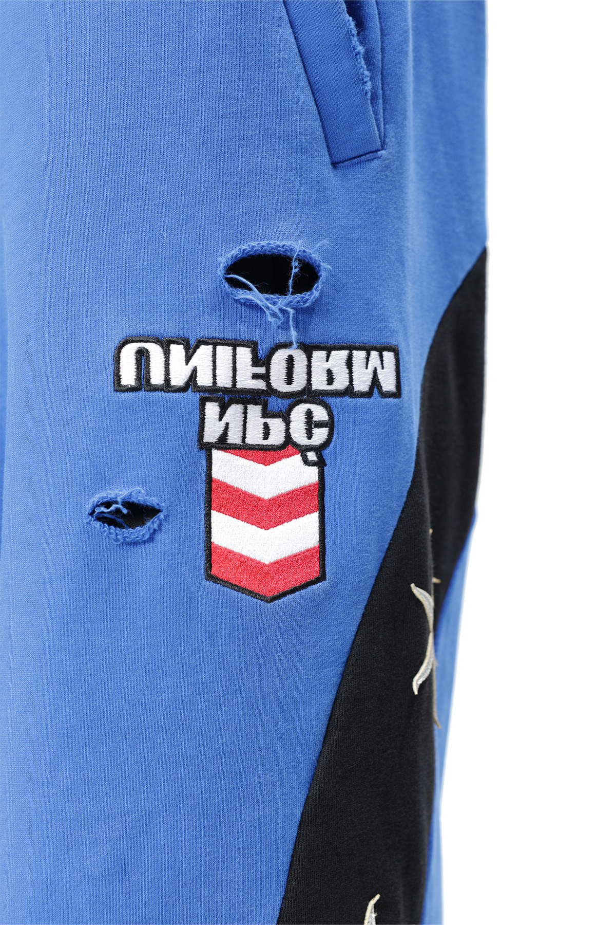 VANGUARDIA Contrast Star Graphic Spliced Sweatpants
