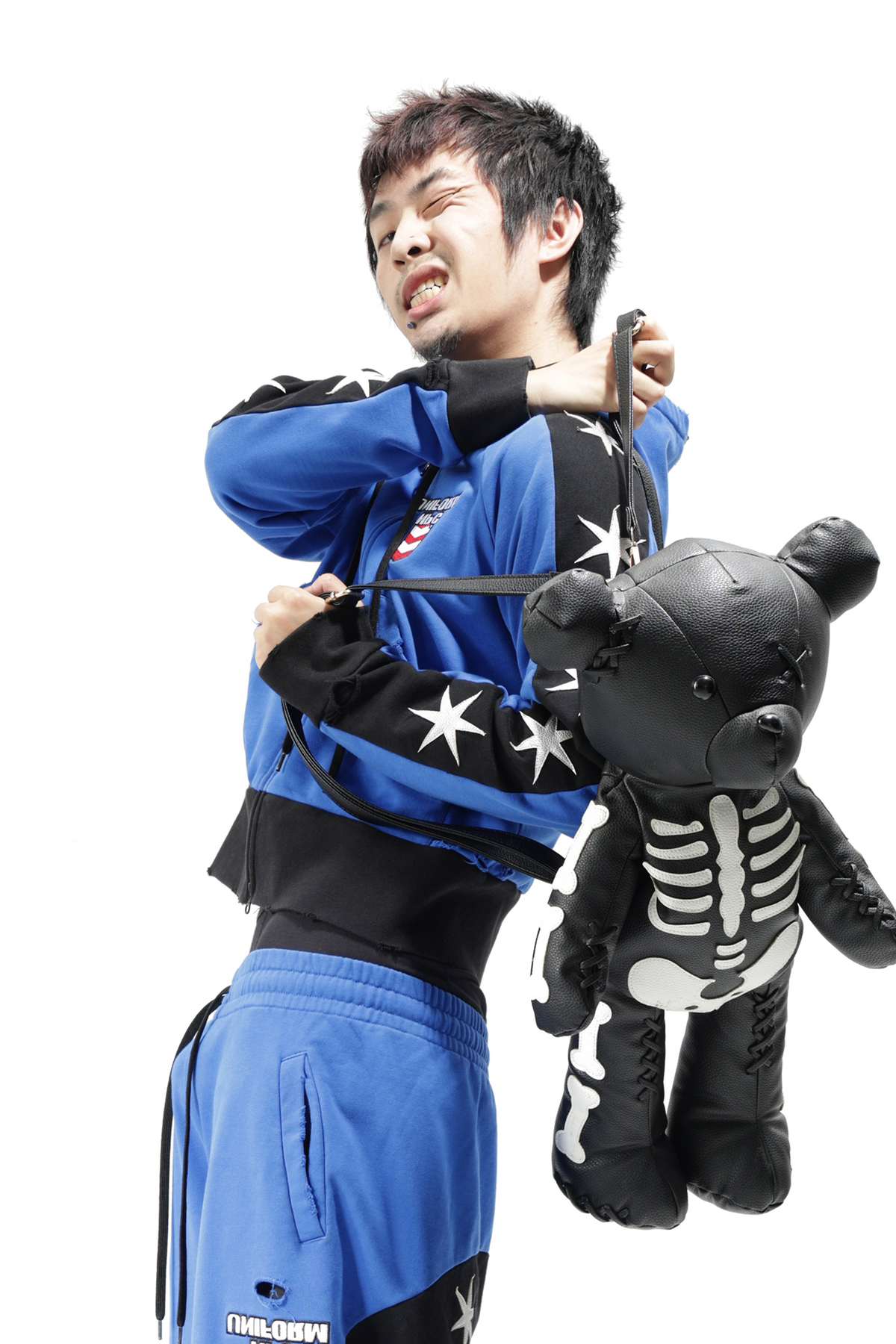 VANGUARDIA Contrast Star Graphic Slim Cropped Hooded Jacket
