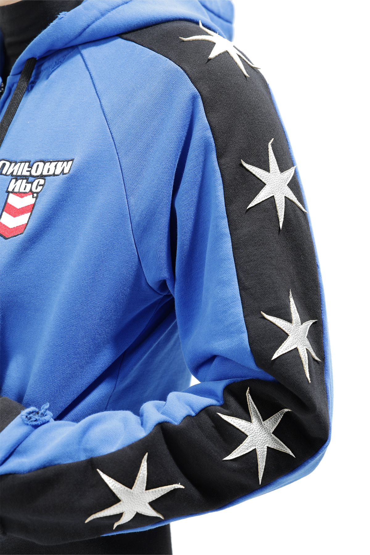 VANGUARDIA Contrast Star Graphic Slim Cropped Hooded Jacket