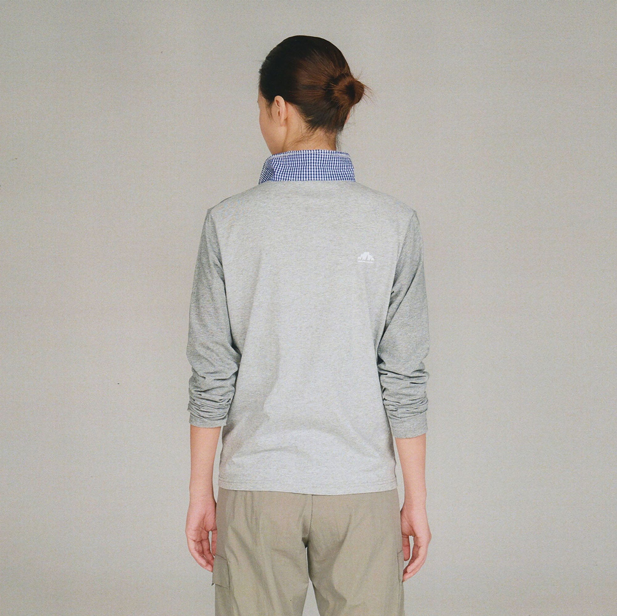 URBAN+FOREST Checks Collar Panel Long-Sleeve Polo, premium urban and streetwear designers apparel on PROJECTISR.com, URBAN+FOREST