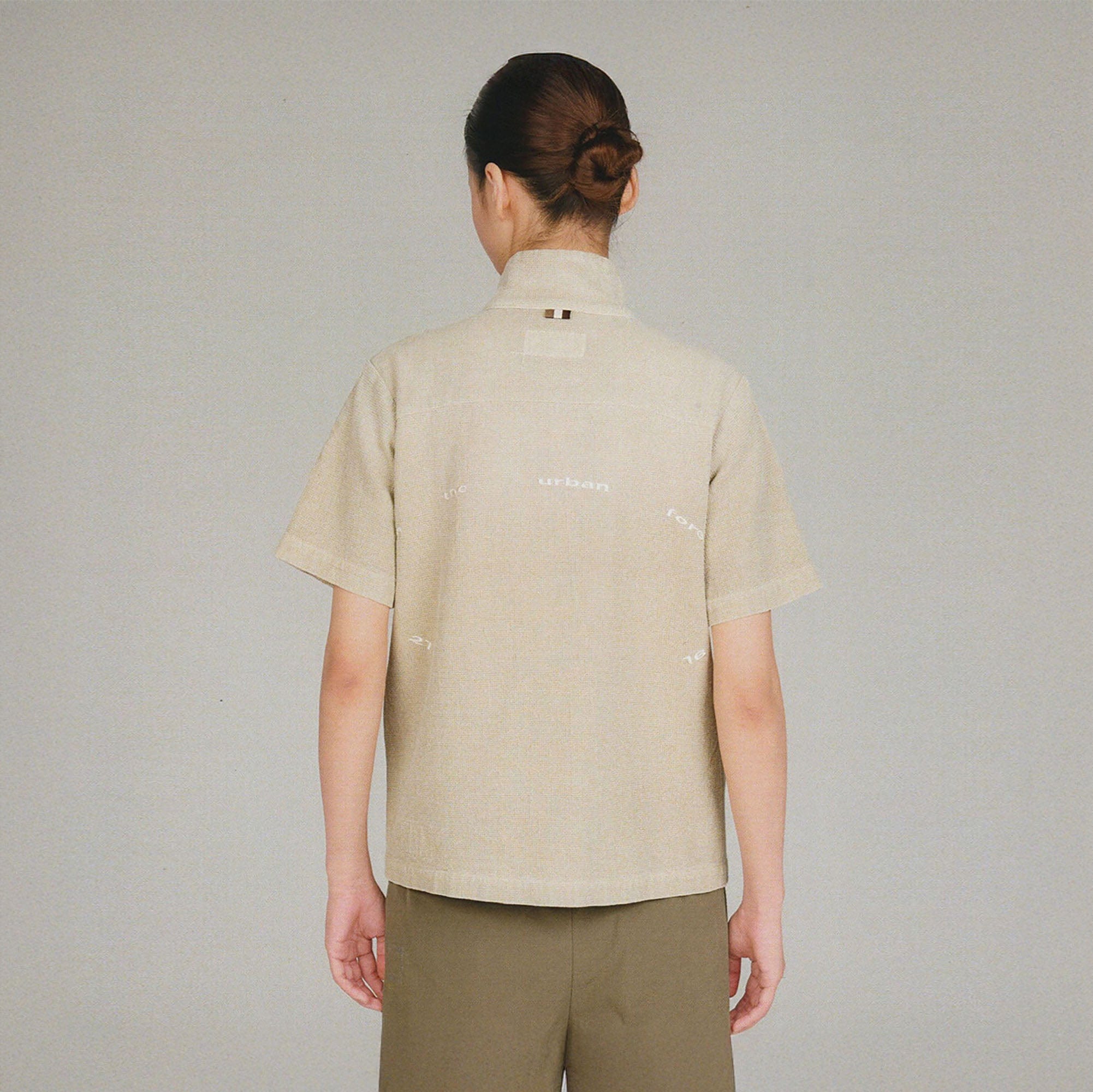 URBAN+FOREST Washed Waffle Stand Collar Half Shirt, premium urban and streetwear designers apparel on PROJECTISR.com, URBAN+FOREST