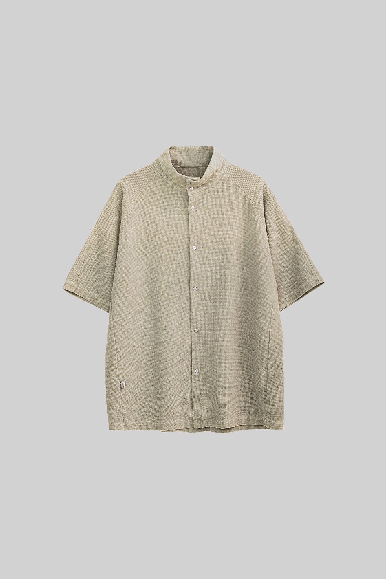 URBAN+FOREST Washed Waffle Stand Collar Half Shirt, premium urban and streetwear designers apparel on PROJECTISR.com, URBAN+FOREST