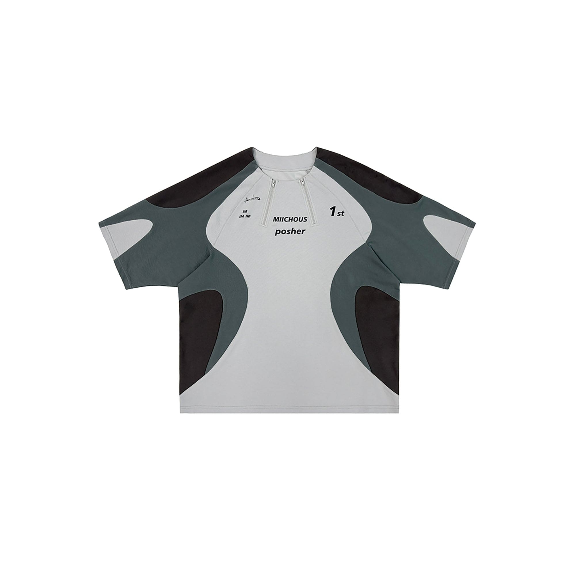 MIICHOUS Arc Spliced Dual Half-Zip Raglan T-Shirt