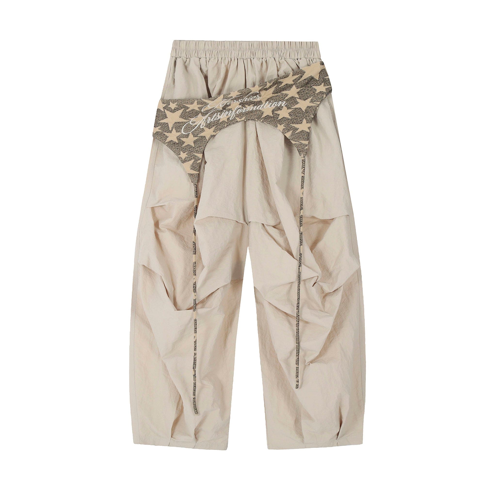 CLP Layered Crinkled Waist-Panel Parachute Pants