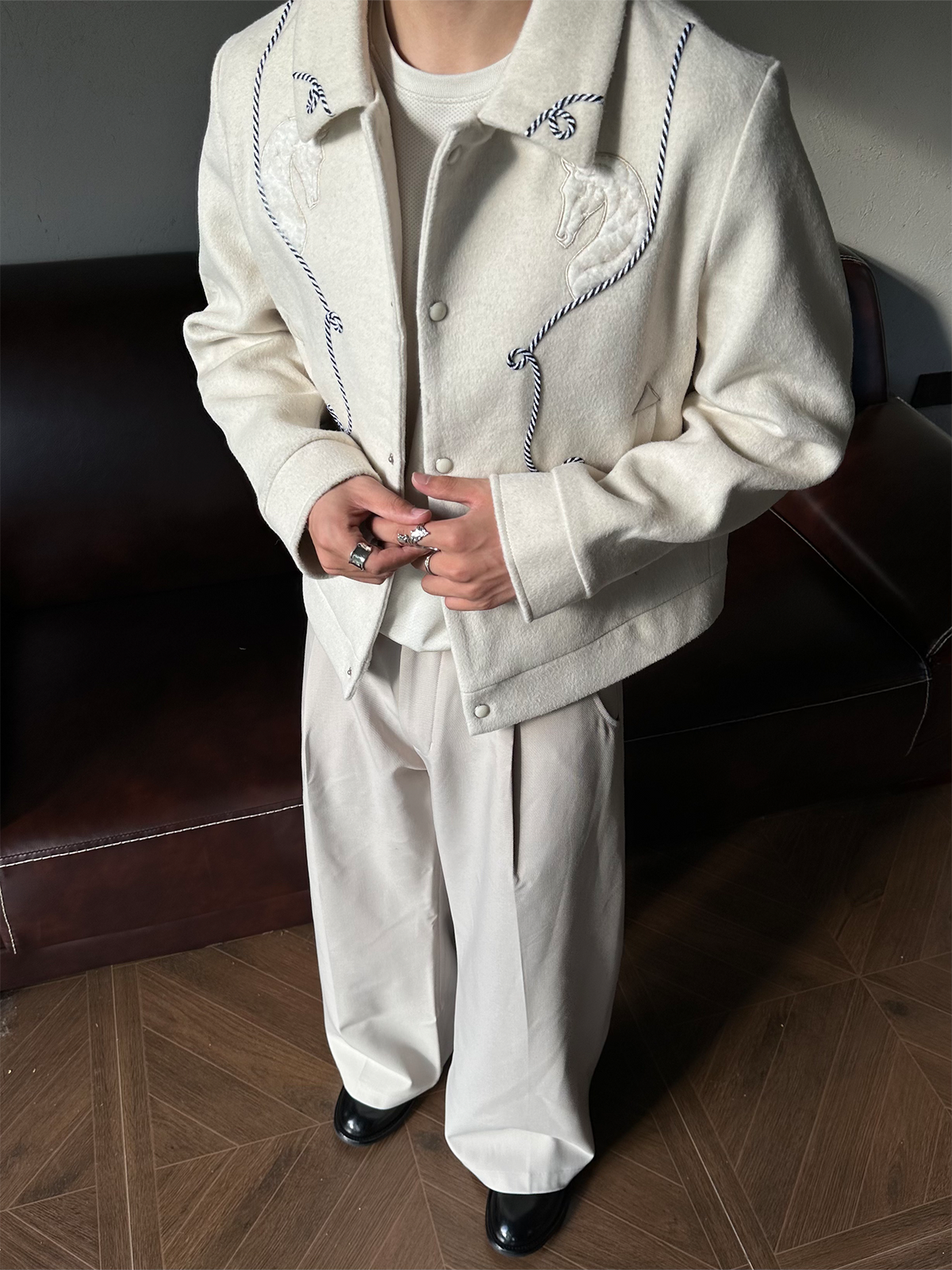 CATSSTAC Rope-Embroidered Wool-Blend Oversized Jacket
