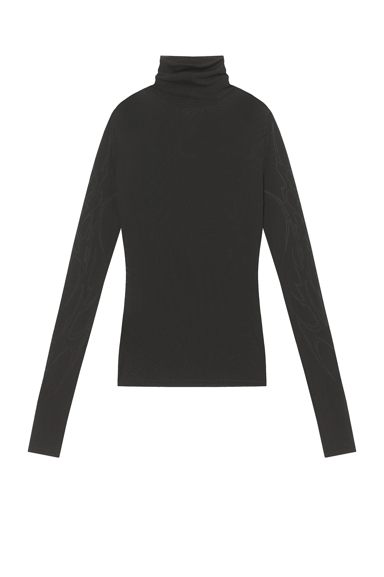 CLP Abstract Graphic Mesh Sheer Slim Turtleneck