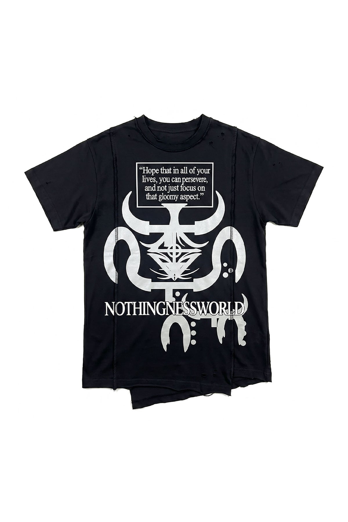 NOTHINGNESS WORLD Distressed Wormhole Graphic Boxy Tee