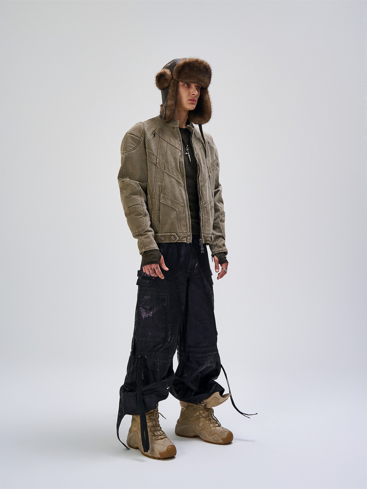 FLYERRER Panel Armor Moto Canvas Jacket, premium urban and streetwear designers apparel on PROJECTISR.com, FLYERRER
