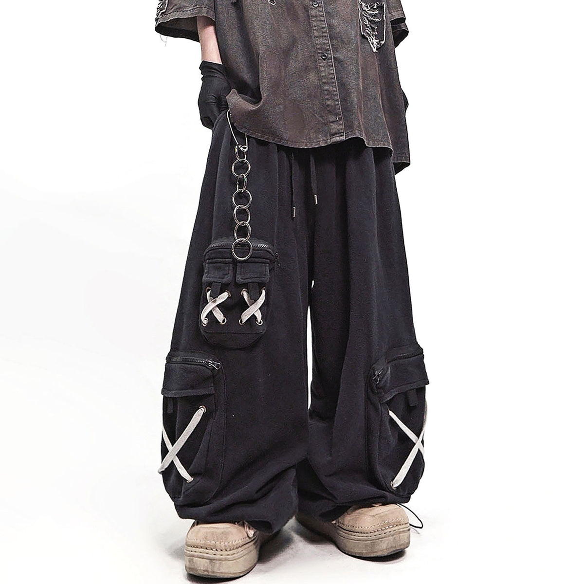 UUCSCC Retro Multi-Pocket Wide-Leg Cargo Pants