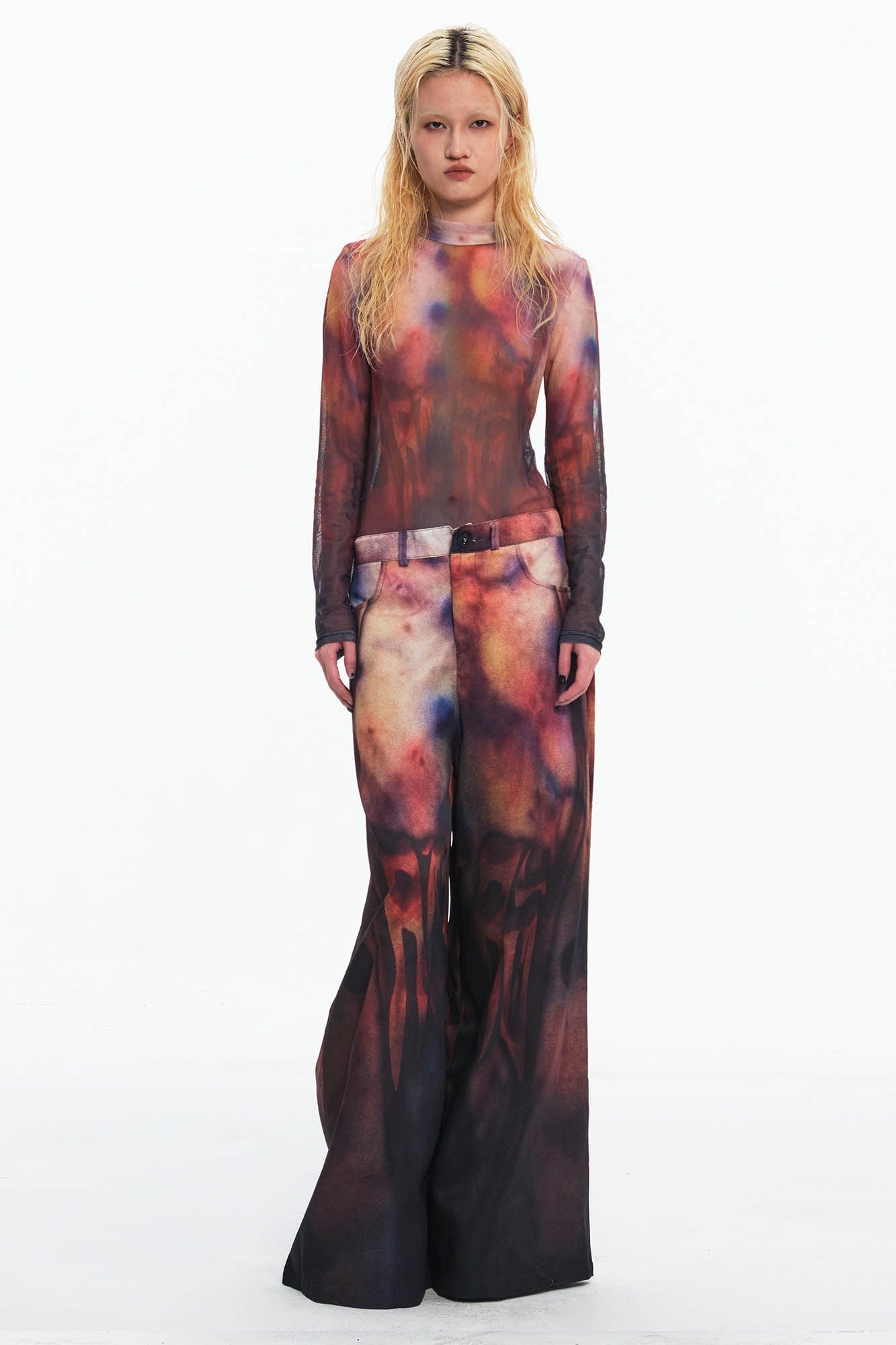 EMBRYO Bruised Stain Wide-Leg Pants