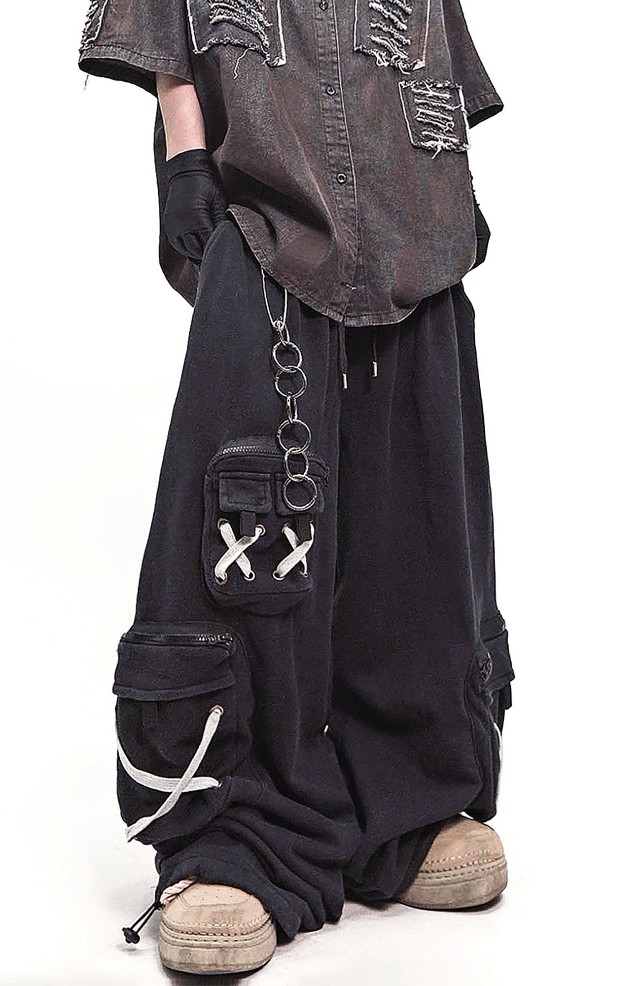 UUCSCC Retro Multi-Pocket Wide-Leg Cargo Pants