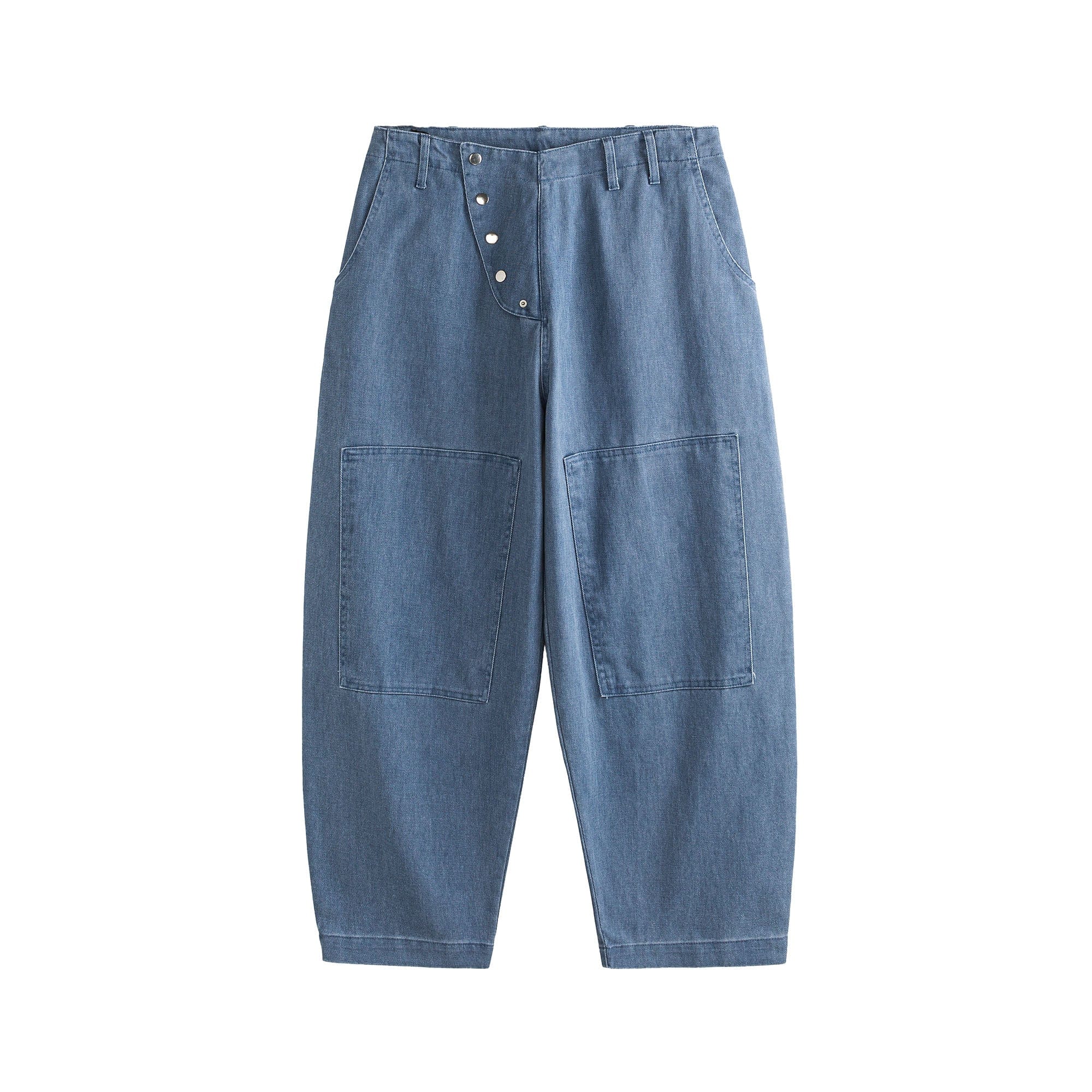 ME DA IGUAL Asymmetrical Snap Wide-Leg Cargo Jeans, premium urban and streetwear designers apparel on PROJECTISR.com, ME DA IGUAL