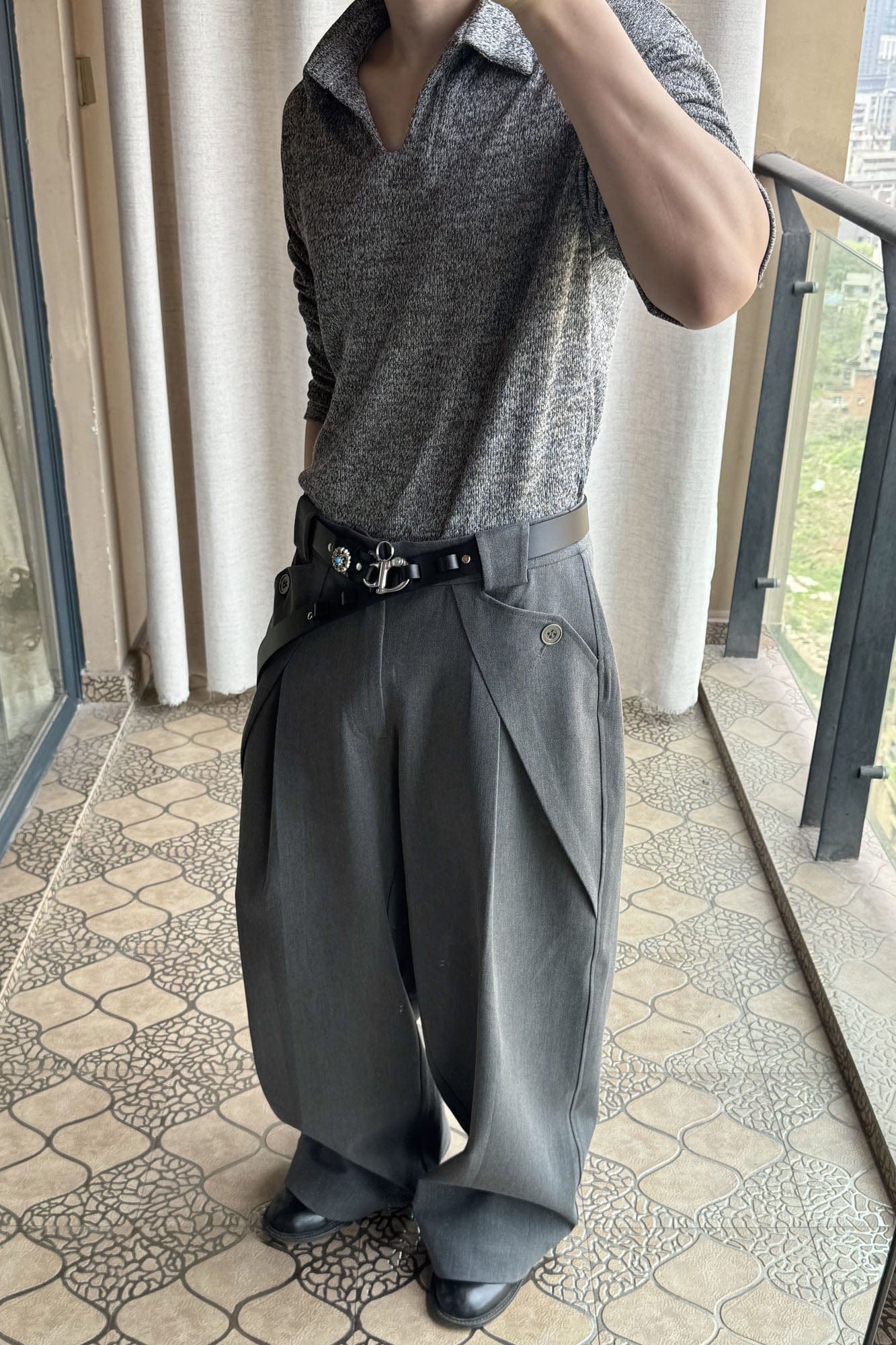 ESAIAS Triangle-Pleat Wide-Leg Trousers, premium urban and streetwear designers apparel on PROJECTISR.com, ESAIAS