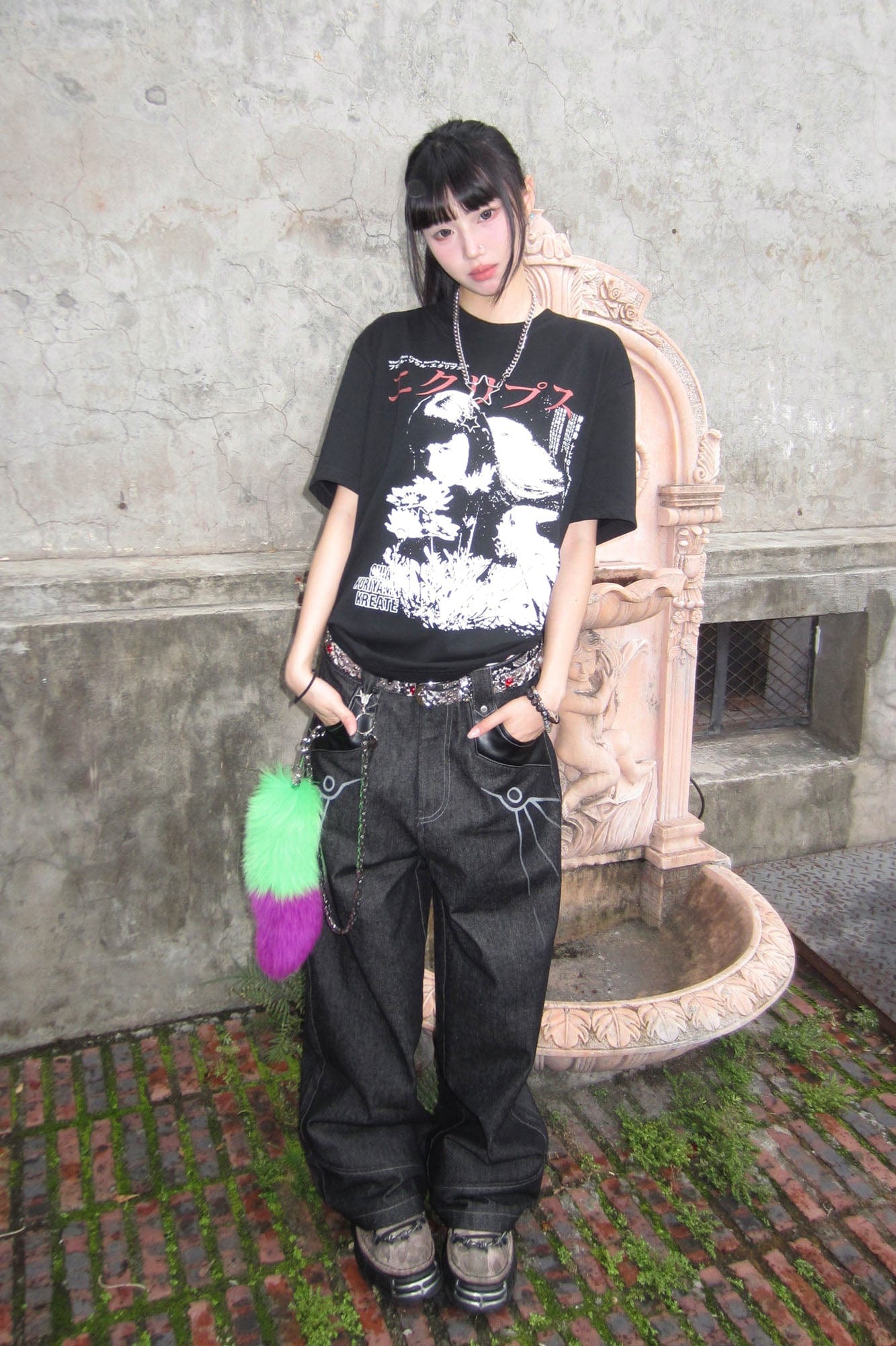 ESAIAS Phoenix Graphic Wide-Leg Raw Jeans, premium urban and streetwear designers apparel on PROJECTISR.com, ESAIAS