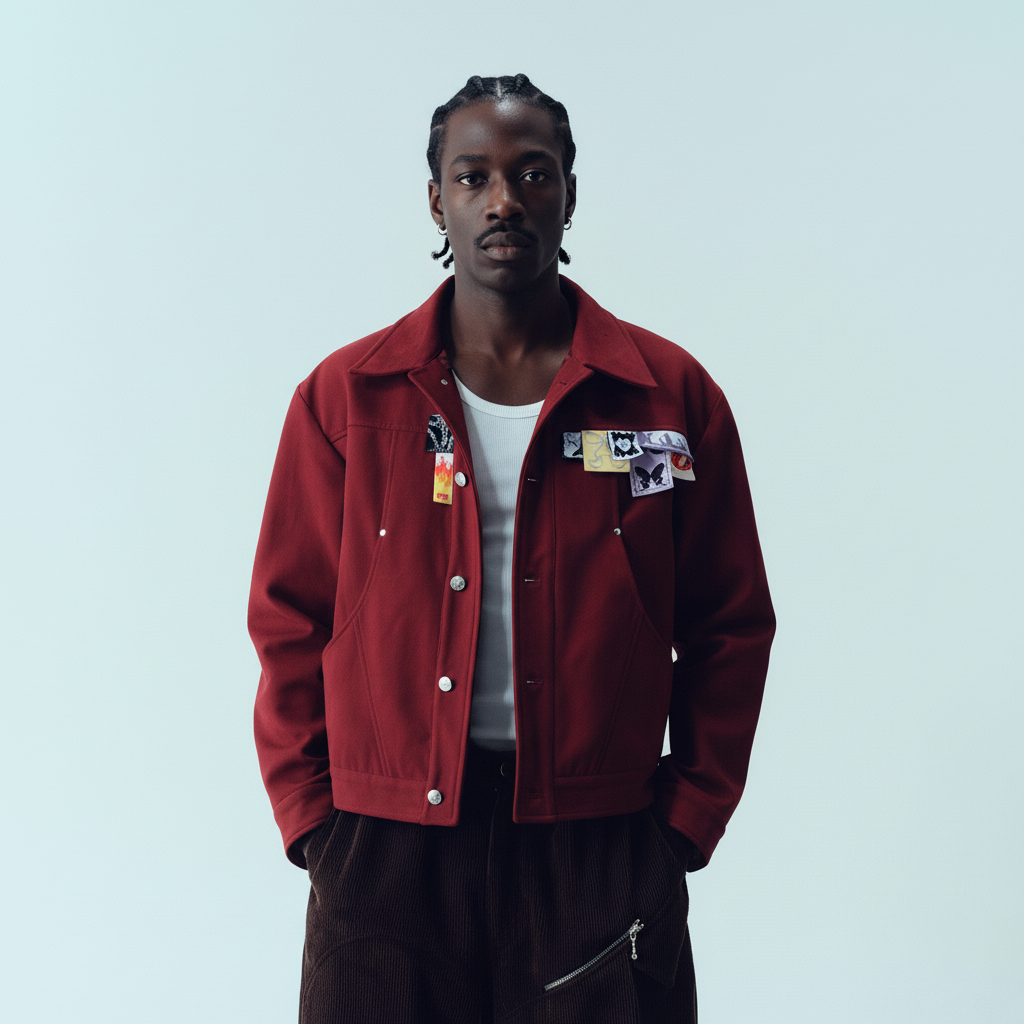 KADAKADA Layered Label Utility Jacket