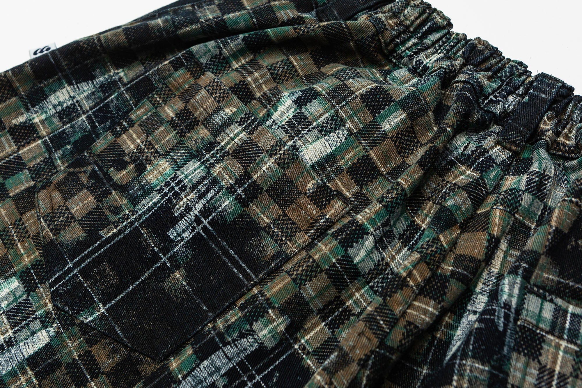 ME DA IGUAL Tie-Dye Washed Camo Checks Elastic Pants, premium urban and streetwear designers apparel on PROJECTISR.com, ME DA IGUAL