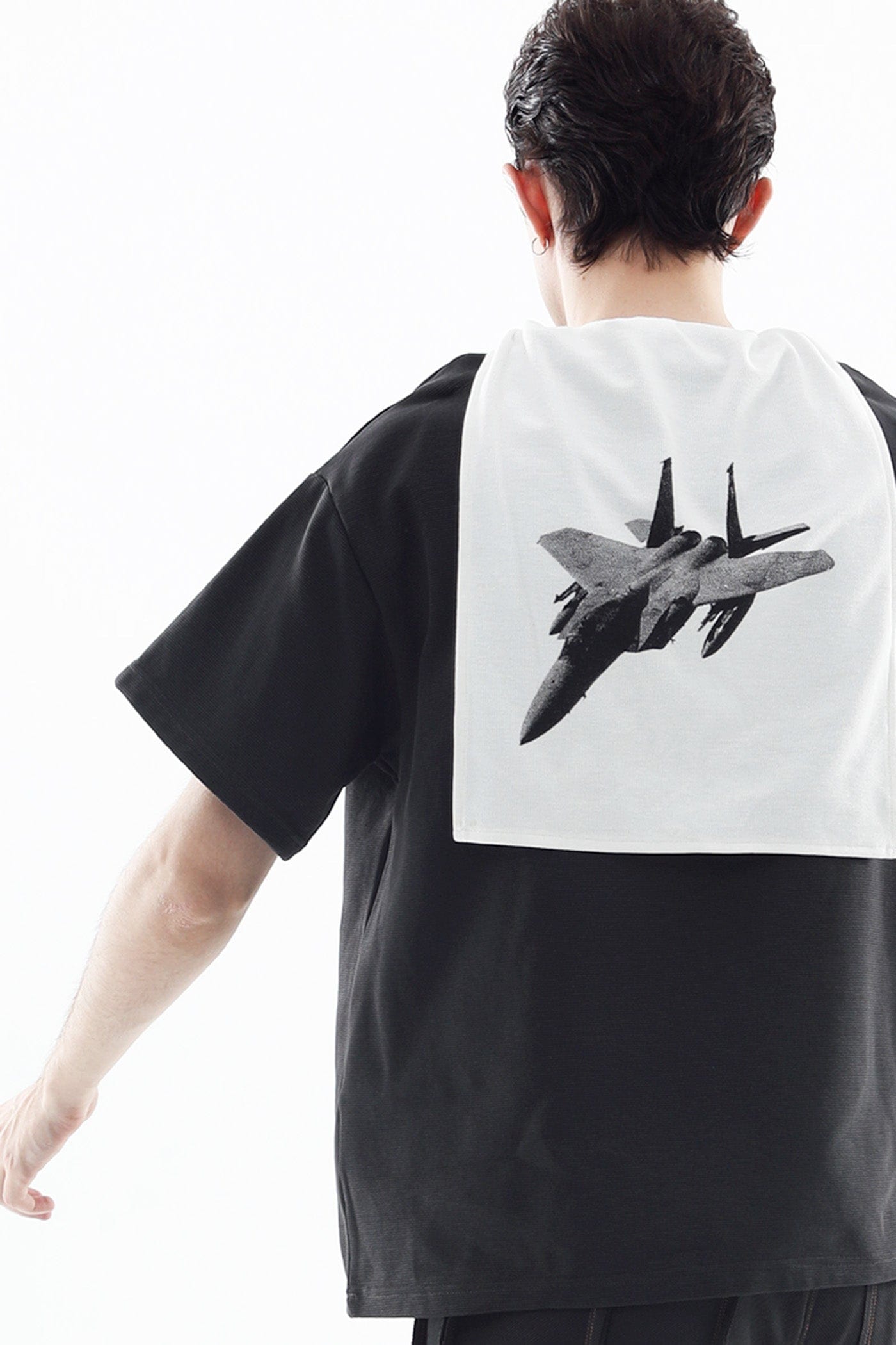 MIICHOUS Fighter Jet Shawl Collar T-Shirt