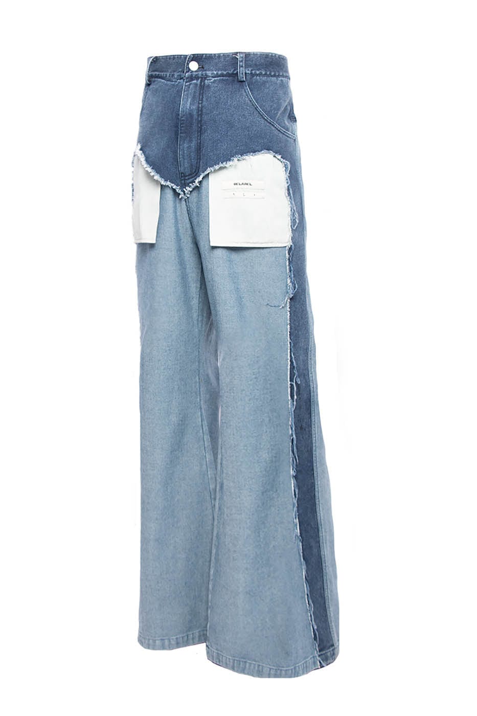 RELABEL Deconstructed Washed Frayed Jeans, premium urban and streetwear designers apparel on PROJECTISR.com, RELABEL