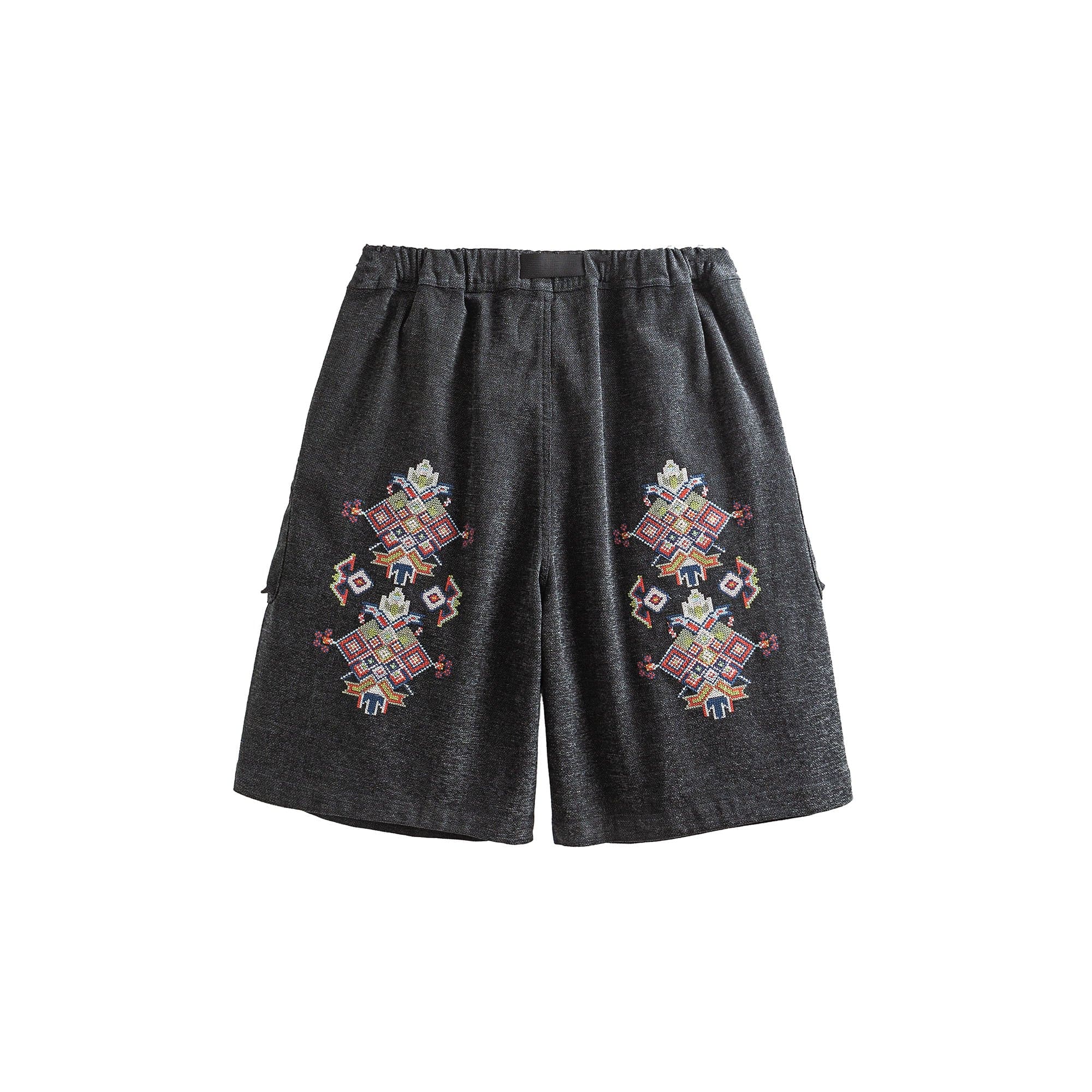 ME DA IGUAL Ethnic Embroidery Belted Shorts, premium urban and streetwear designers apparel on PROJECTISR.com, ME DA IGUAL