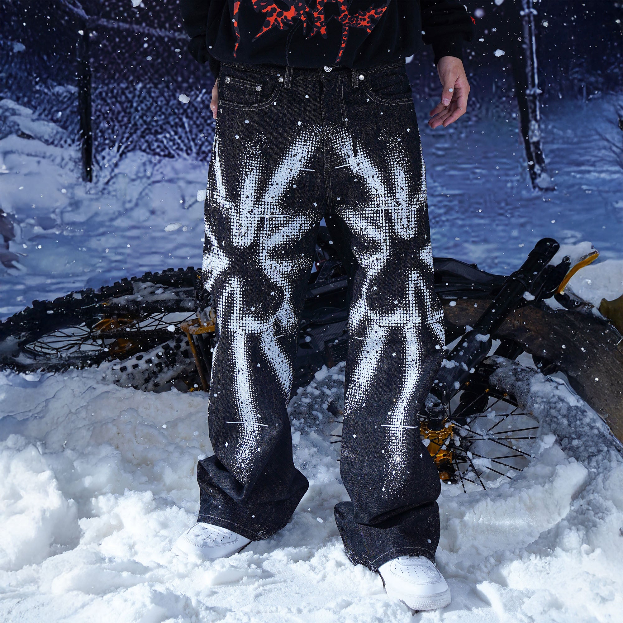 VINKID Peace Dove Splatter Jeans