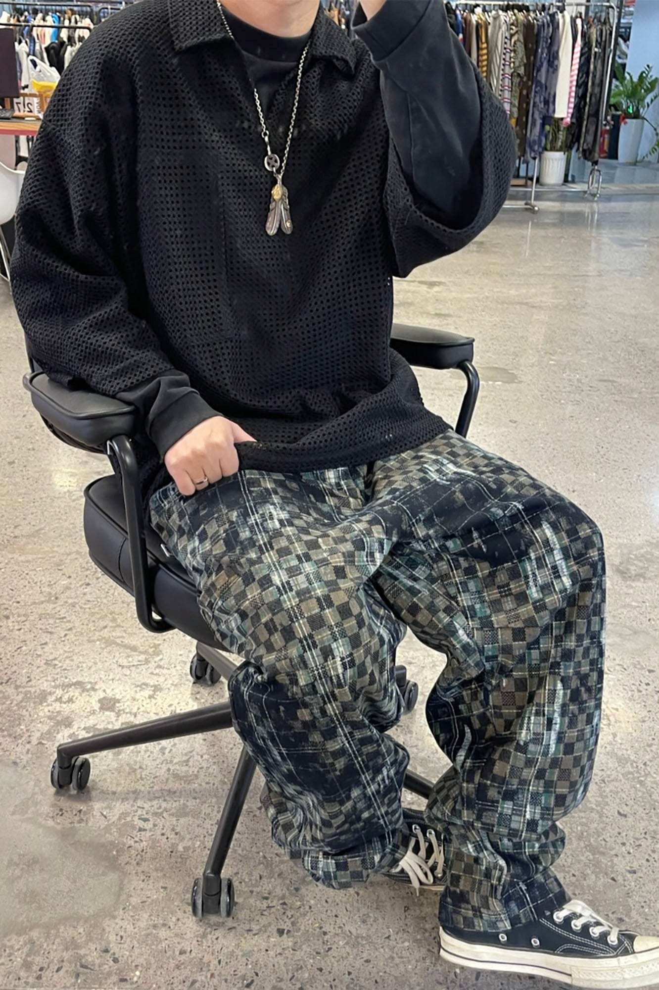 ME DA IGUAL Tie-Dye Washed Camo Checks Elastic Pants, premium urban and streetwear designers apparel on PROJECTISR.com, ME DA IGUAL
