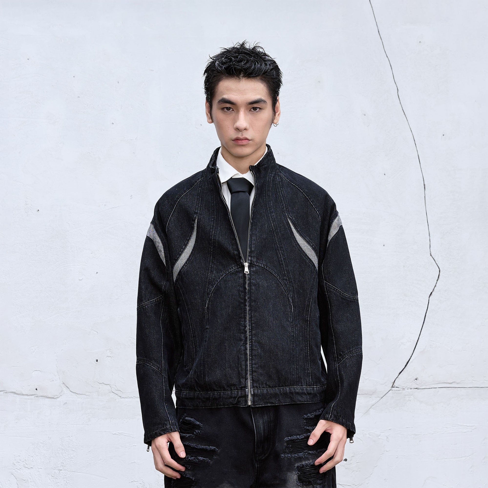 CATSSTAC Contrast Panel Denim Jacket, premium urban and streetwear designers apparel on PROJECTISR.com, CATSSTAC