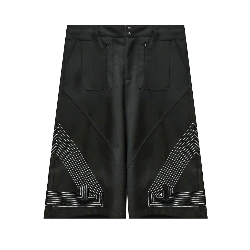 49PERCENT Embroidered Triangle Oversized Shorts, premium urban and streetwear designers apparel on PROJECTISR.com, 49PERCENT