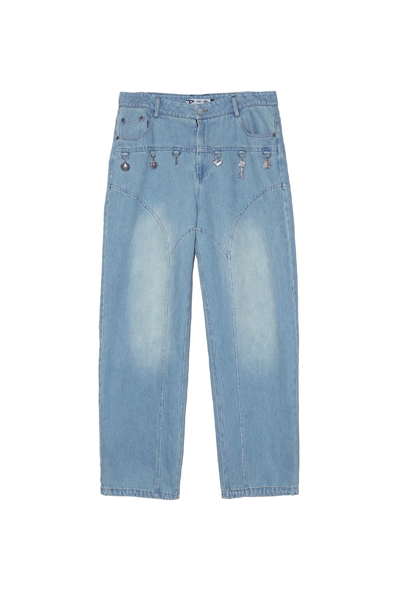ASSEEN Charm-Trim Washed Paneled Jeans, premium urban and streetwear designers apparel on PROJECTISR.com, ASSEEN
