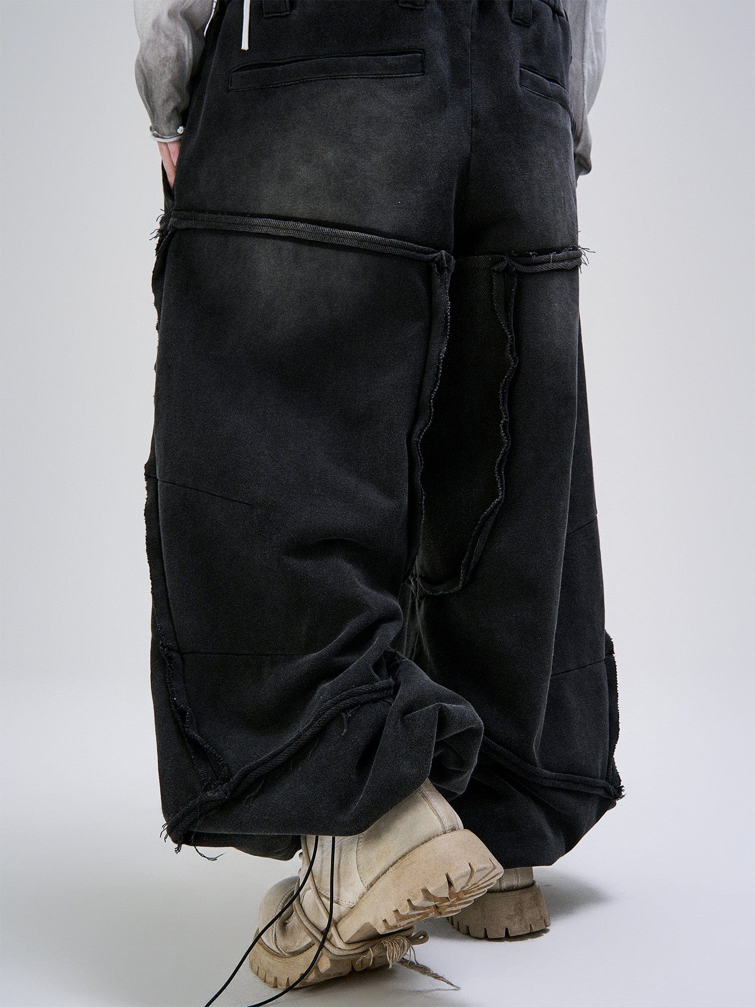 FLYERRER Washed Double-Waist Bullet Rivet Baggy Sweatpants, premium urban and streetwear designers apparel on PROJECTISR.com, FLYERRER