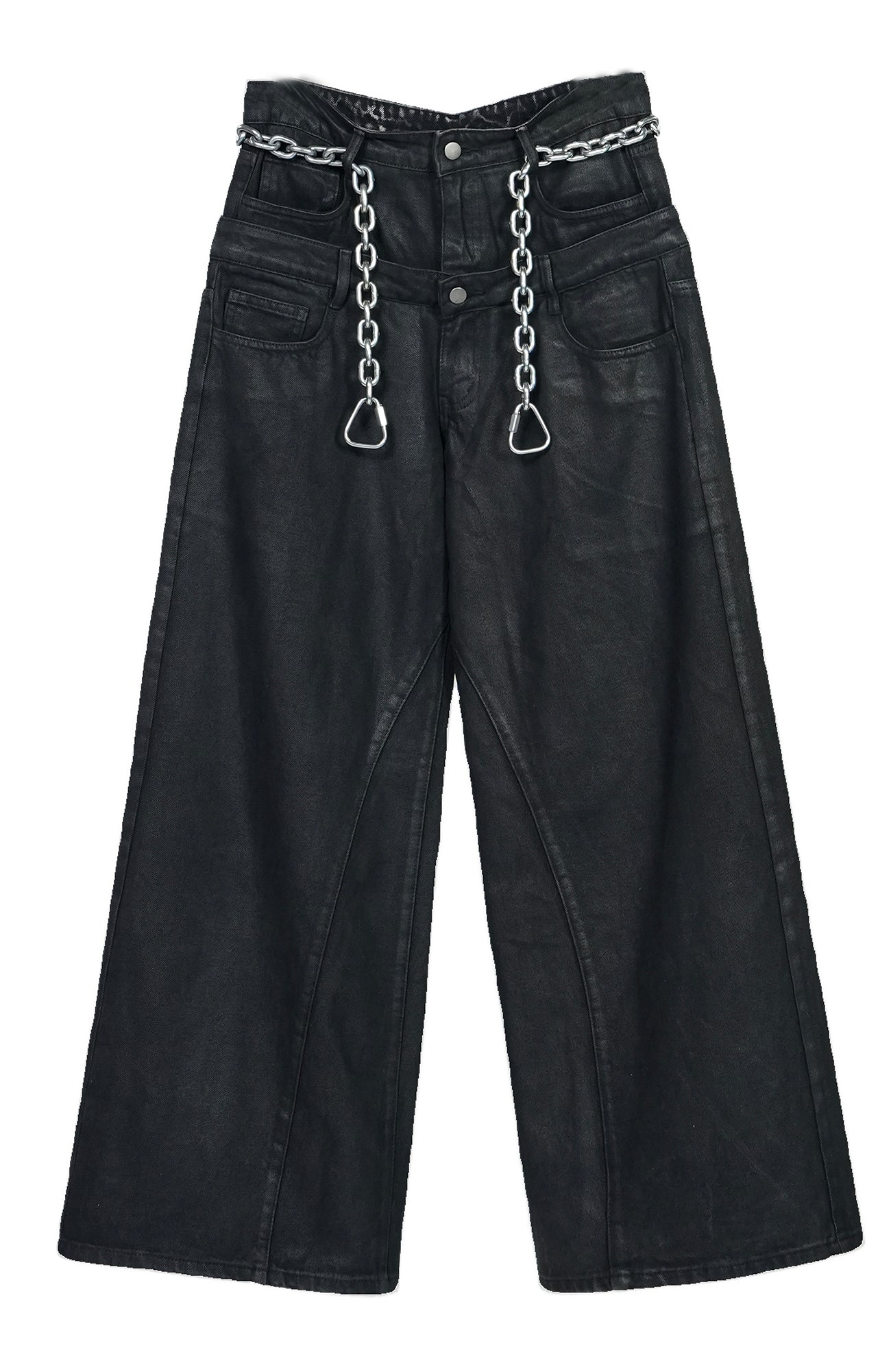 VE2 Coated Double Waist Wide-Leg Jeans