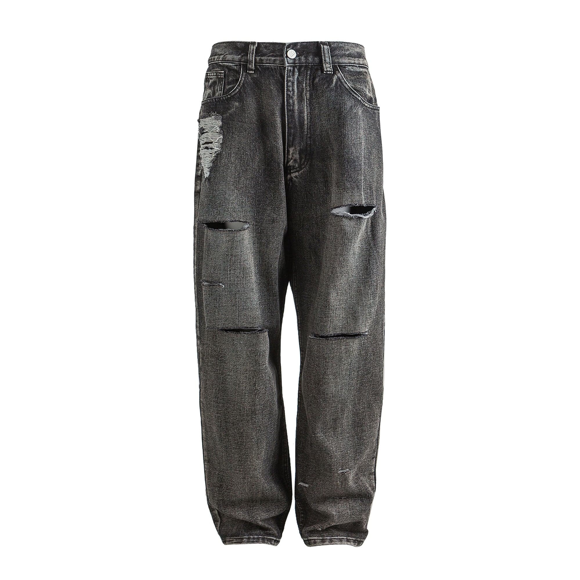ME DA IGUAL Ripped Distressed Washed Straight-Leg Jeans, premium urban and streetwear designers apparel on PROJECTISR.com, ME DA IGUAL