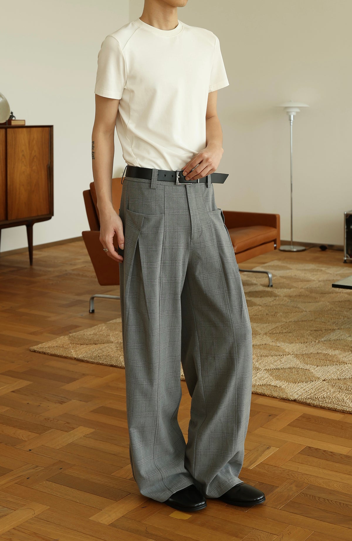 OKAYTHXBYE Plaid Wide-Leg Trousers