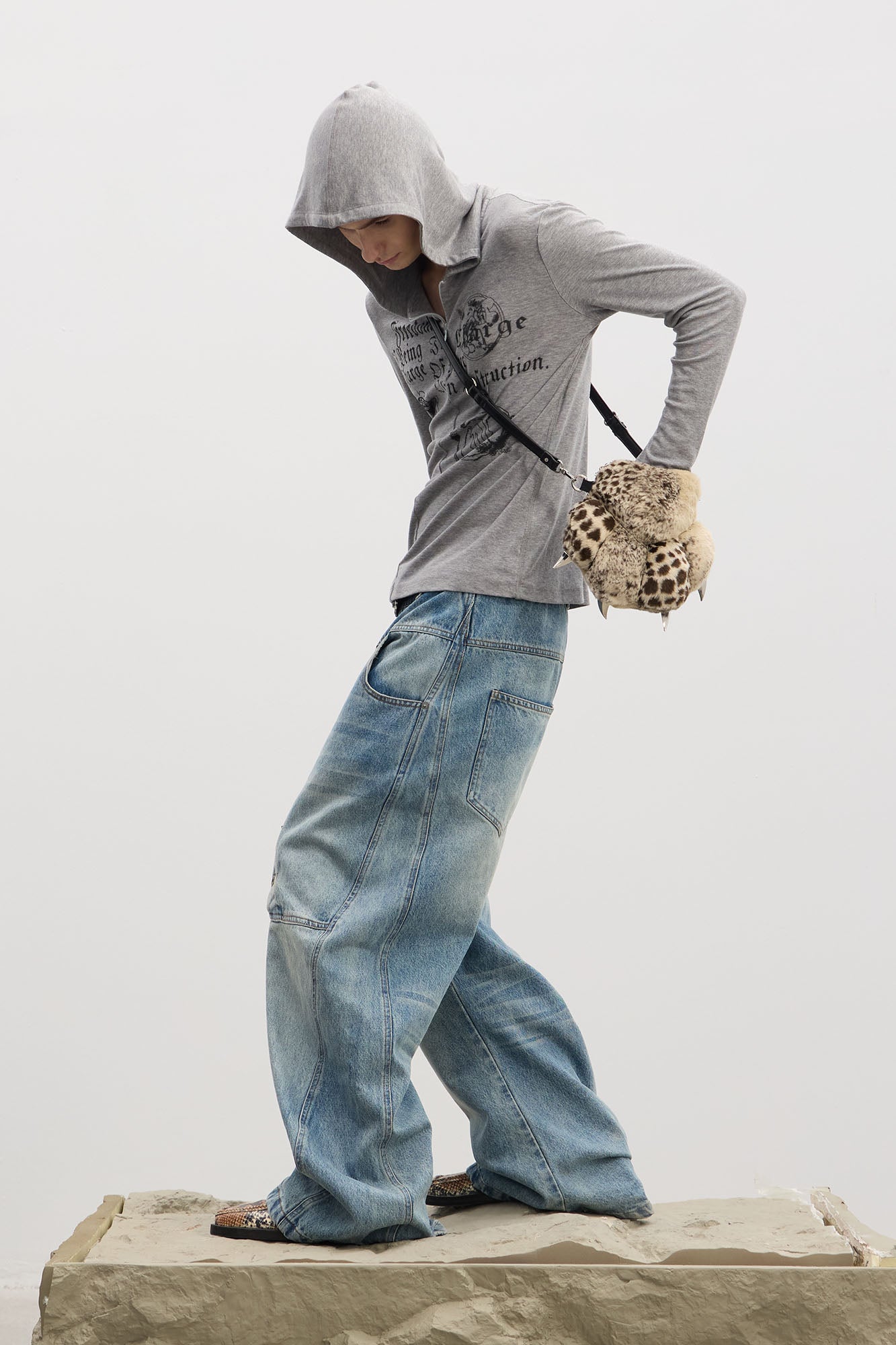 DND4DES Asymmetric Button-Fly Panel Washed Jeans, premium urban and streetwear designers apparel on PROJECTISR.com, DND4DES