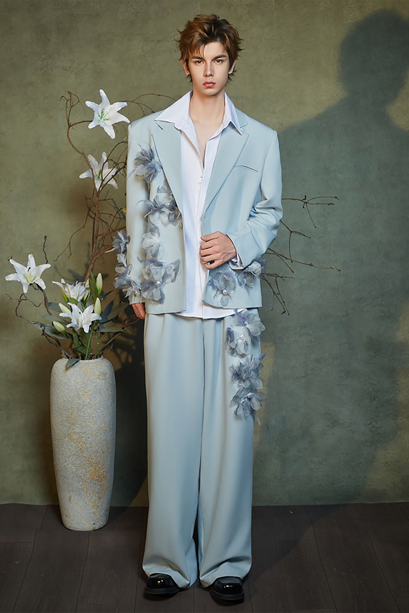 JIECHI Embellished Floral Oversized Blazer, premium urban and streetwear designers apparel on PROJECTISR.com, JIECHI