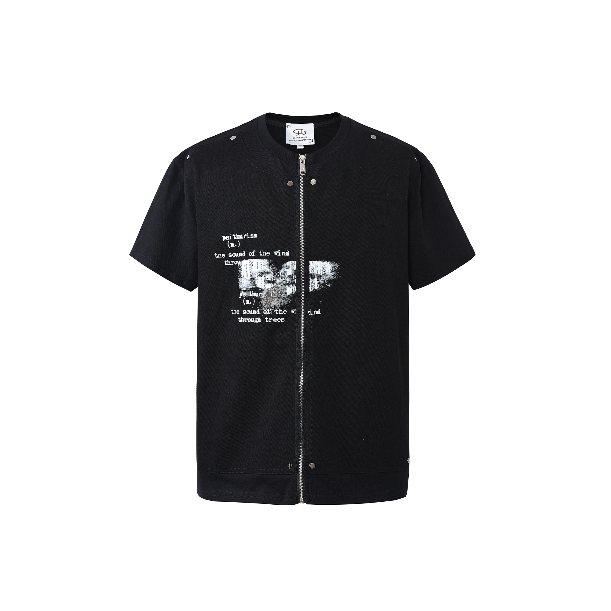 DREAM BAND Gothic Zippered Black Graphic T-Shirt