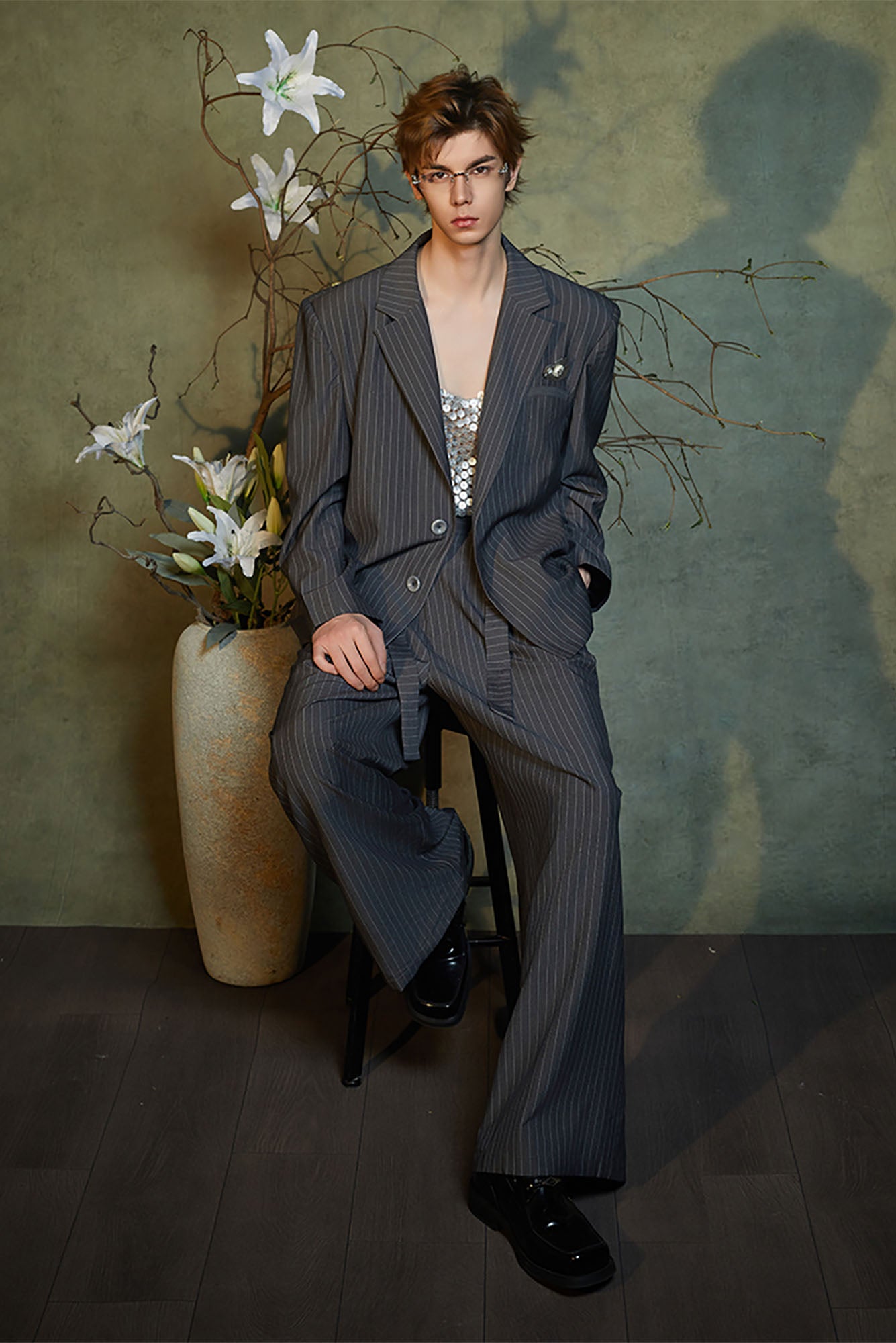 JIECHI Classic Pinstriped Blazer, premium urban and streetwear designers apparel on PROJECTISR.com, JIECHI