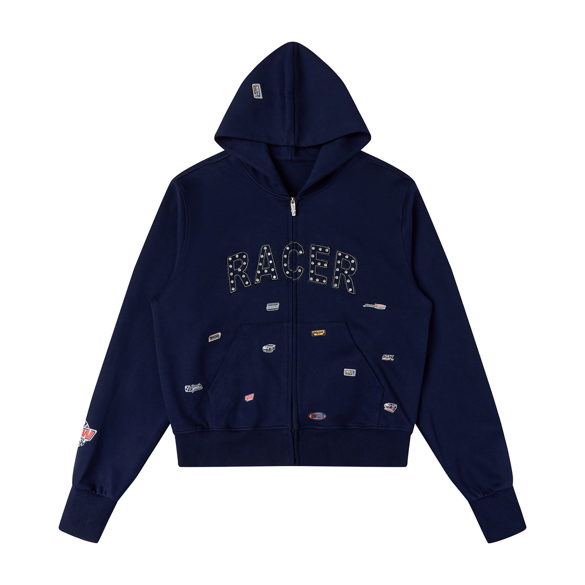 SAVAGEGROWTHWORLD Whimsical Stickers Zip-Up Hoodie