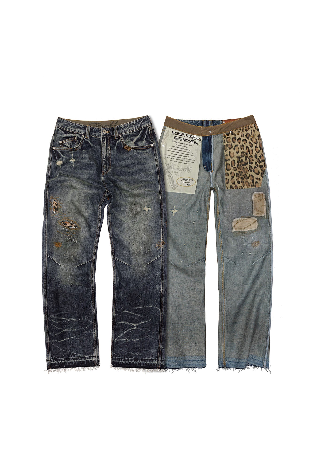 FACEONLAB Grunge Distressed Straight-Leg Jeans