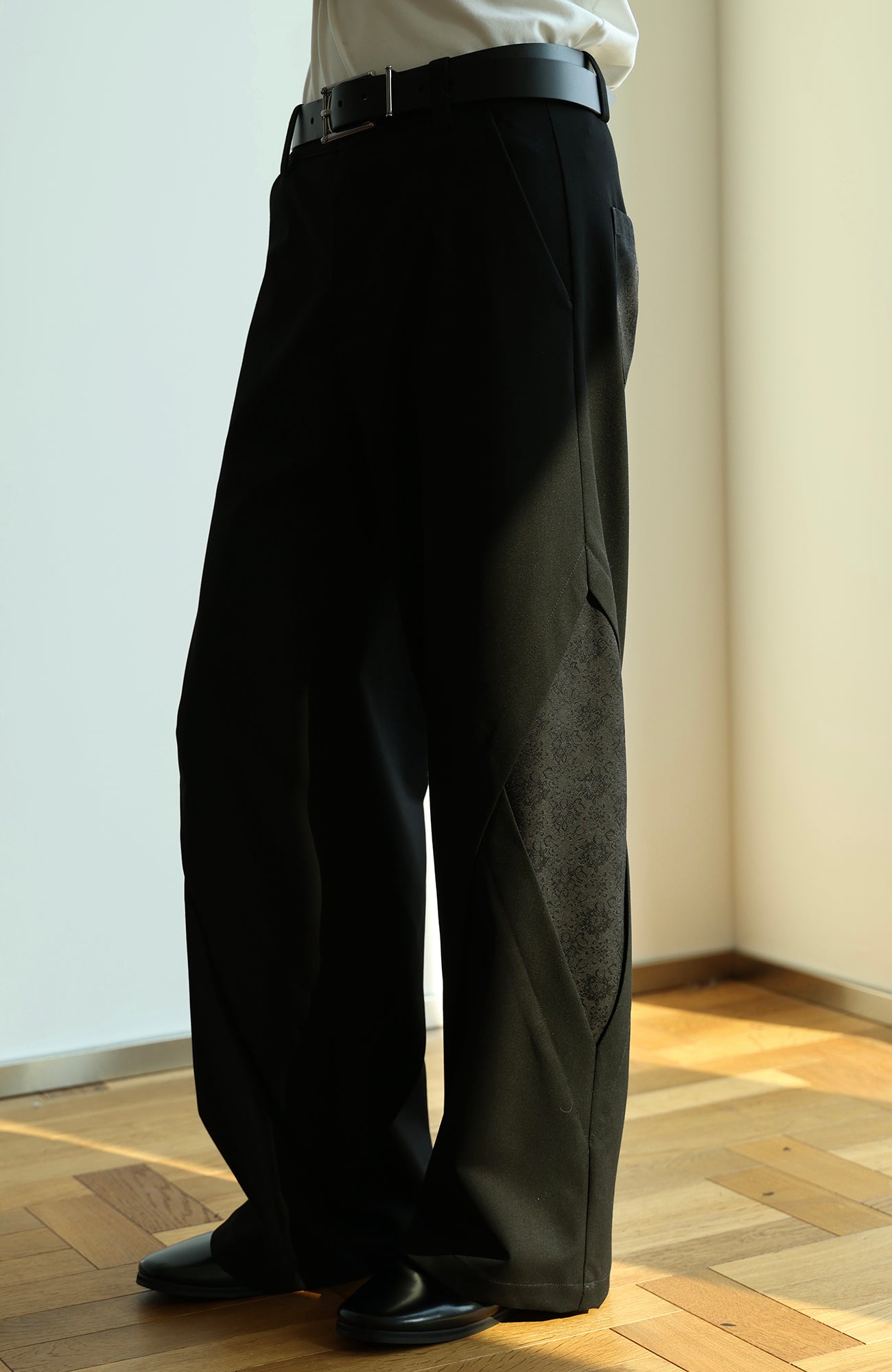 OKAYTHXBYE Deconstructed Spliced Wide-Leg Trousers
