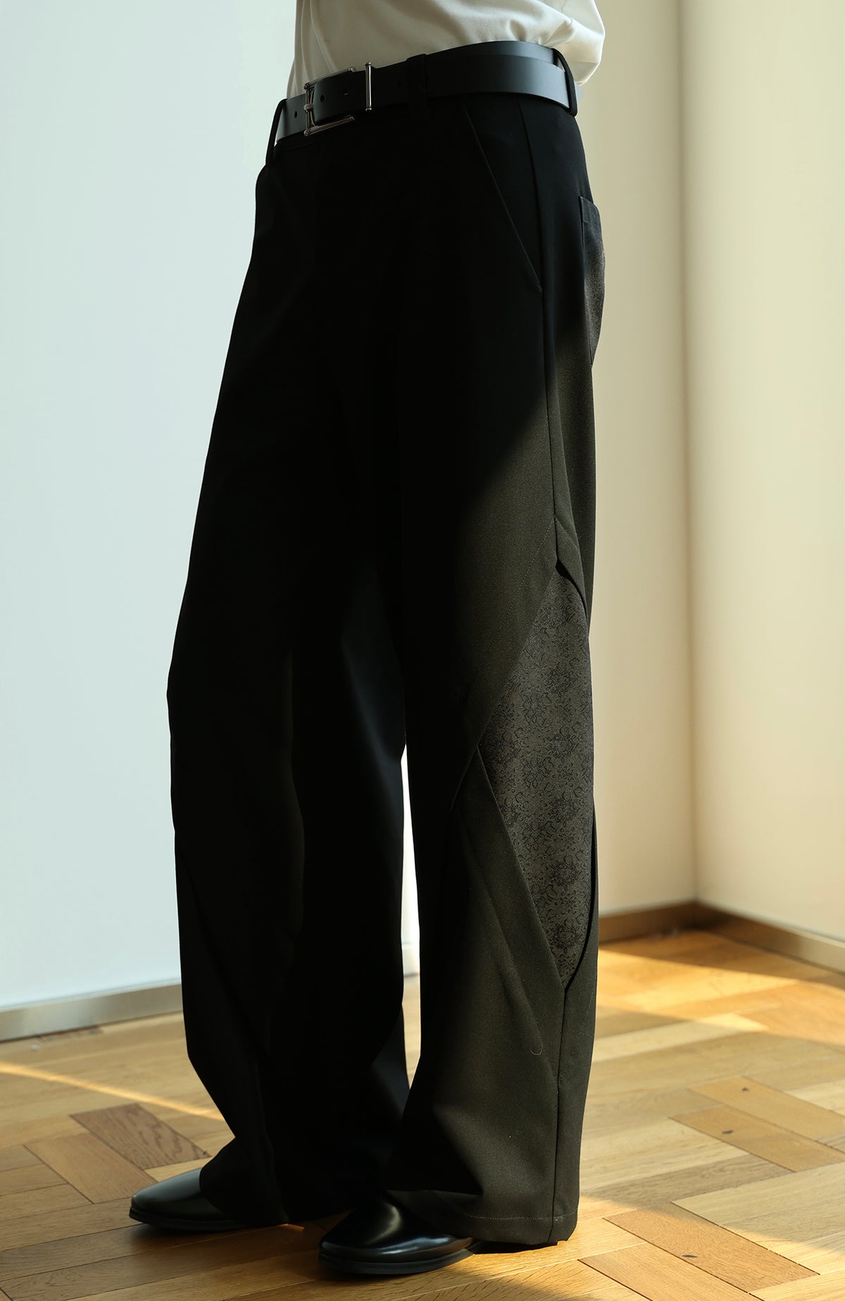 OKAYTHXBYE Deconstructed Spliced Wide-Leg Trousers