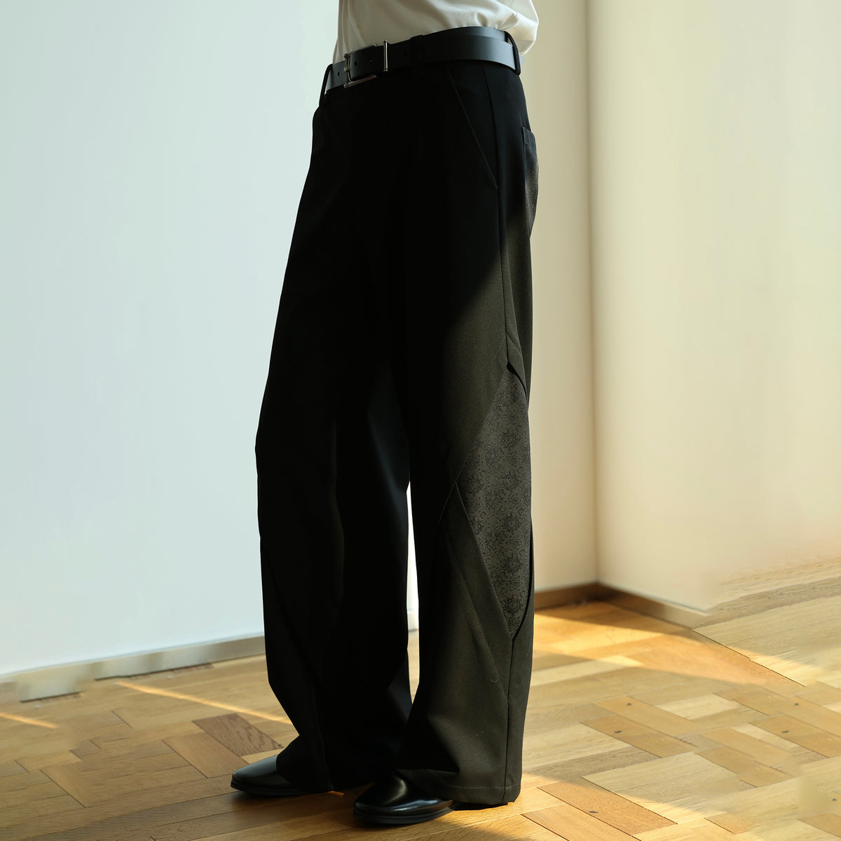 OKAYTHXBYE Deconstructed Spliced Wide-Leg Trousers