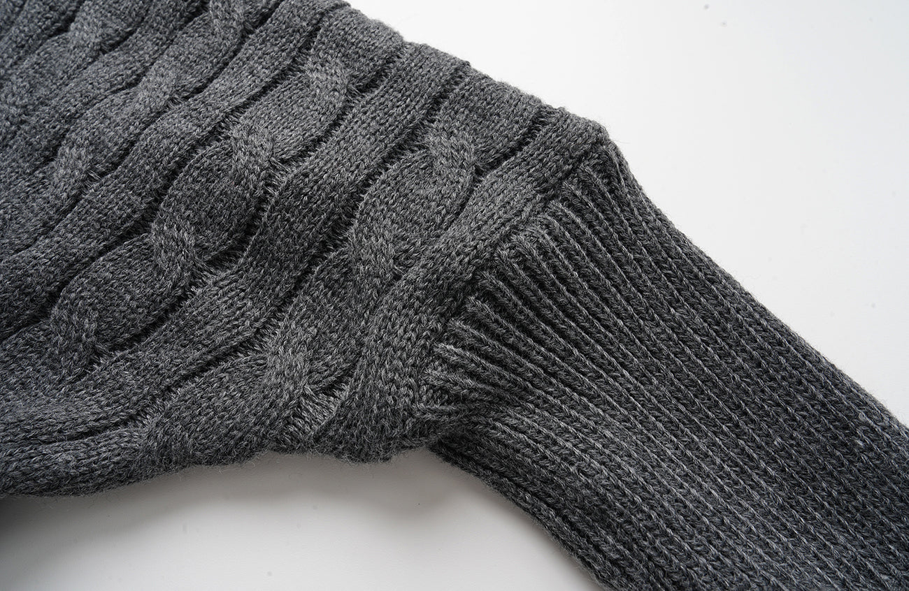 CLP Faux-Fur Trim Cable-Knit Cropped Cardigan