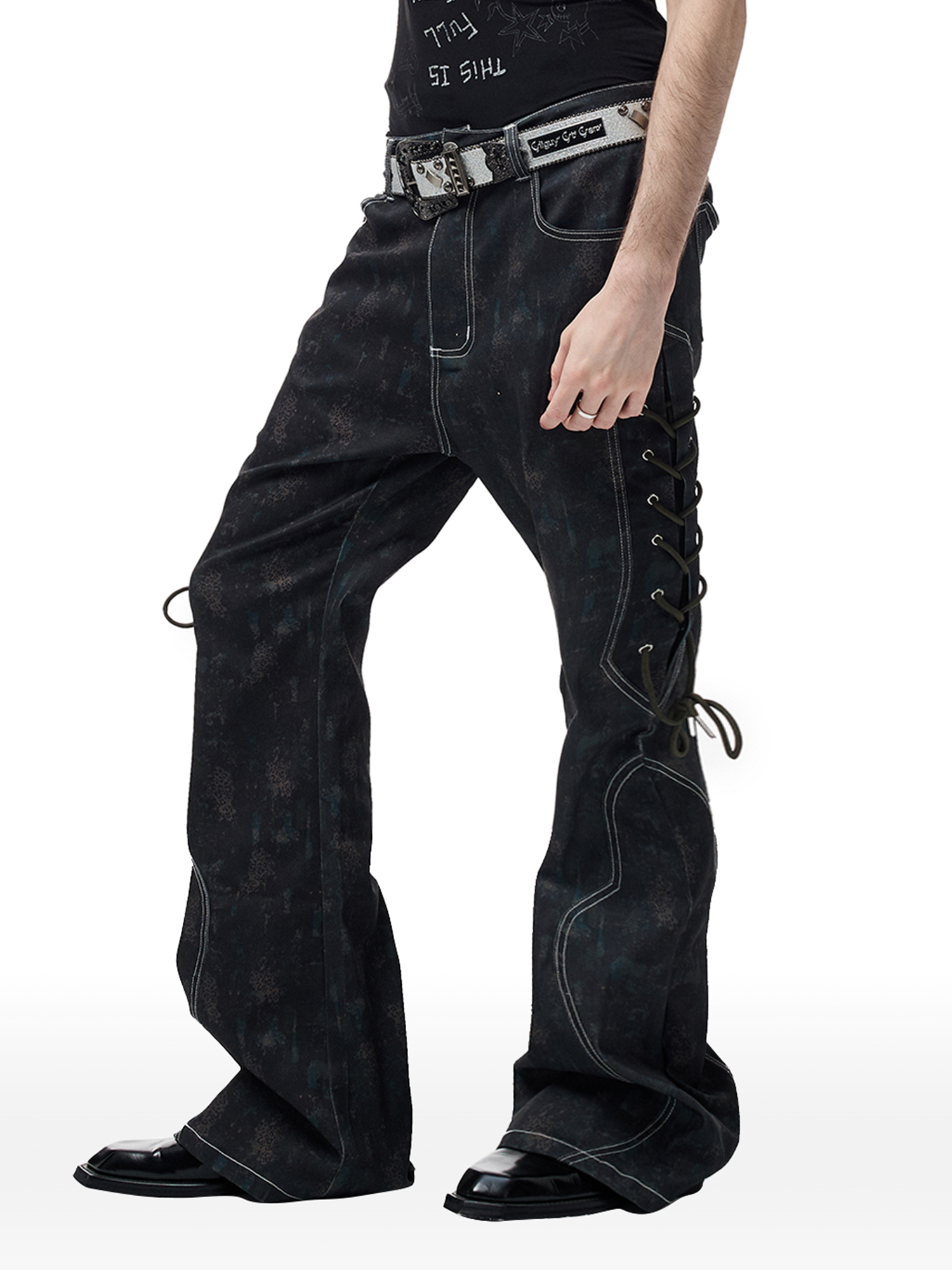 CYCYCY Wasteland Leopard Drawcord Flared Jeans